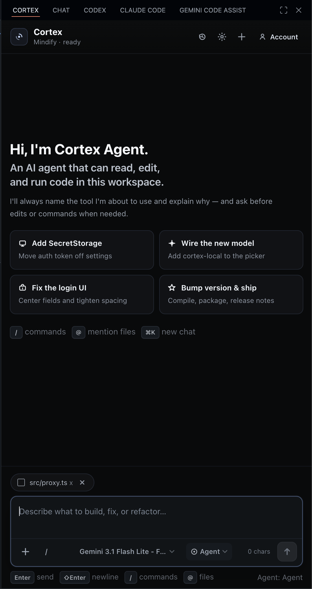 Cortex multi-provider model picker